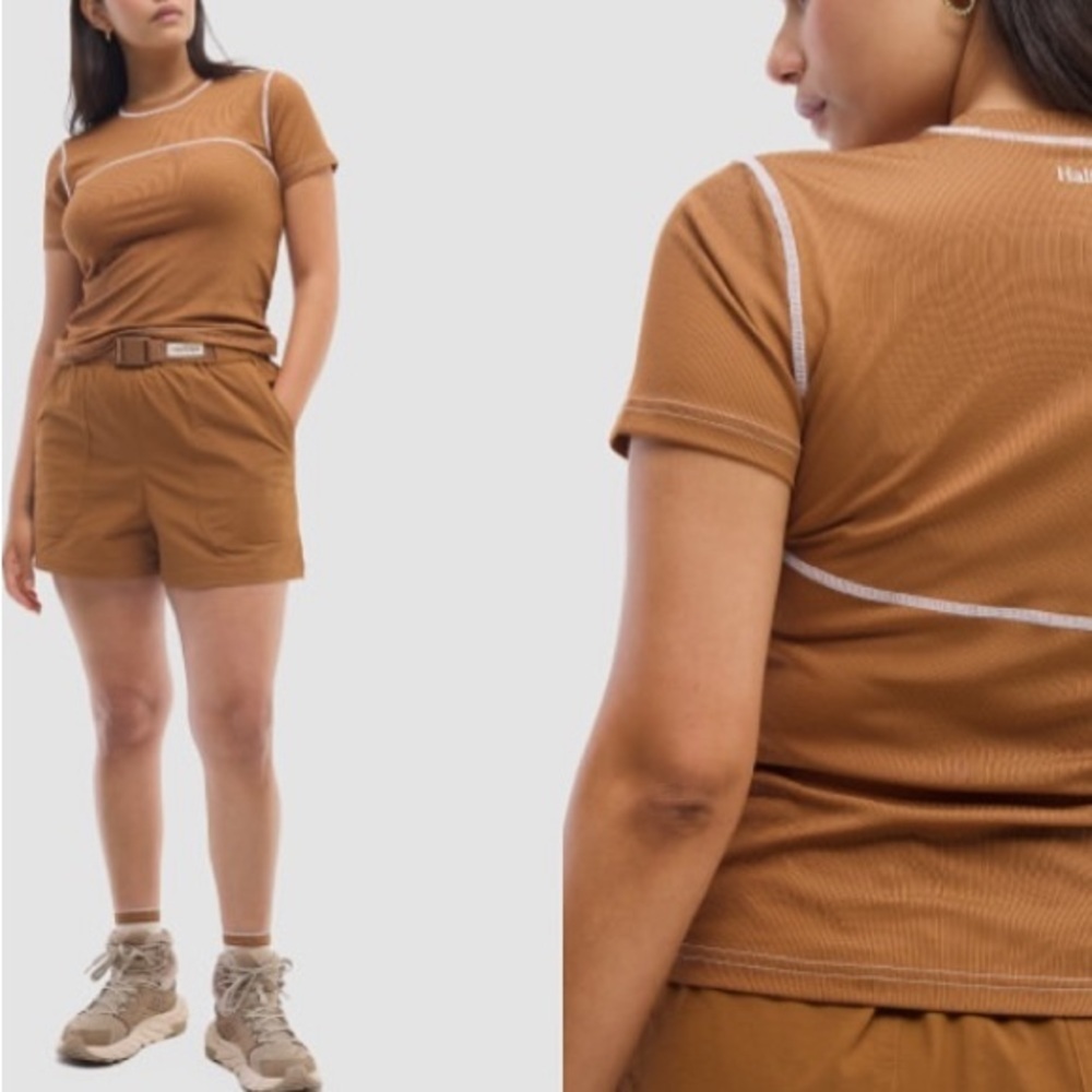 NWT HALFDAYS mollie performance Brown T-Shirt size Medium and XL